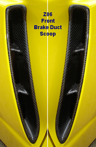 Real Carbon Fiber, C6 Z06 / Grand Sport / ZR1 Corvette Front Fender Brake Air Scoop / Vents Bezels, Pair